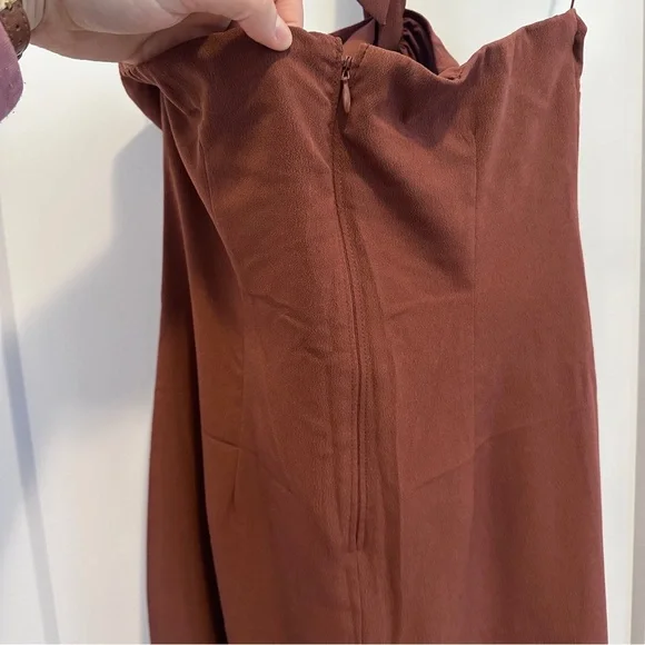 Abercrombie & Fitch Brown Knot Front Cutout Halter Midi Dress Size Small Petites - Picture 10 of 12
